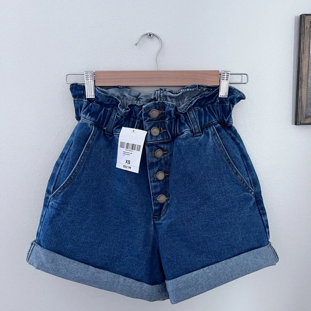 Forever 21 High Waist Blue Denim Shorts - Picture 1 of 5